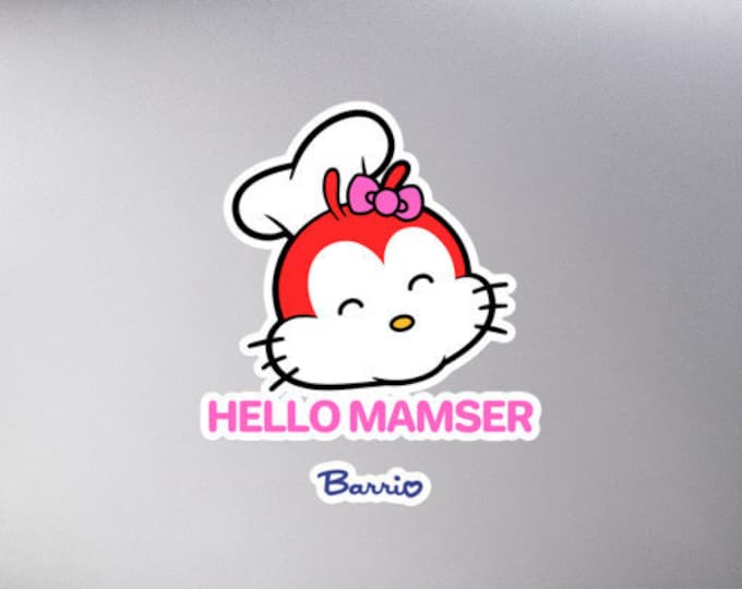 Hello Mamser Bubble-Free Filipino Sticker - Funny Filipino Clothing - Pinoy - Pinay - Phillippines - Filipino American - Cartoon Food Parody