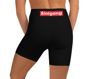Sinigang Women's Yoga Shorts - Biker Shorts - 3D Design - Filipina - Funny Filipino - Pinoy - Pinay - Filipino American - Streetwear Parody