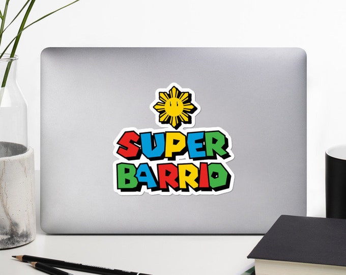 Super Barrio Sticker Bubble-Free - Funny Filipino - Pinoy - Pinay - Phillippines - Filipino American - Game Parody - Filipino Christmas Gift