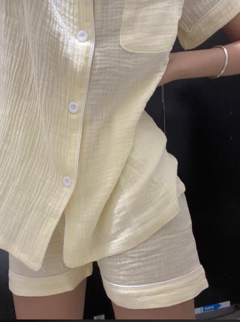 Summer Gauze Pajamas for Women Girls Soild Sleepwear Set Etsy