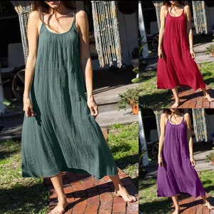 Gauze Spaghetti Long Dresses Casual Loose Fit / beach dress | Etsy