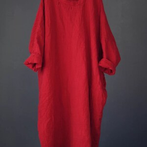 Oversized Dense Cotton Dress With Pockets - Etsy