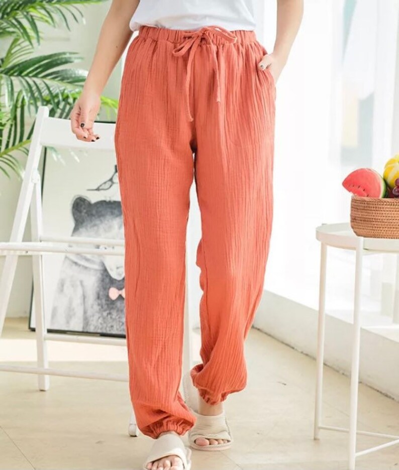 Gauze Long Pants With Pockets Etsy