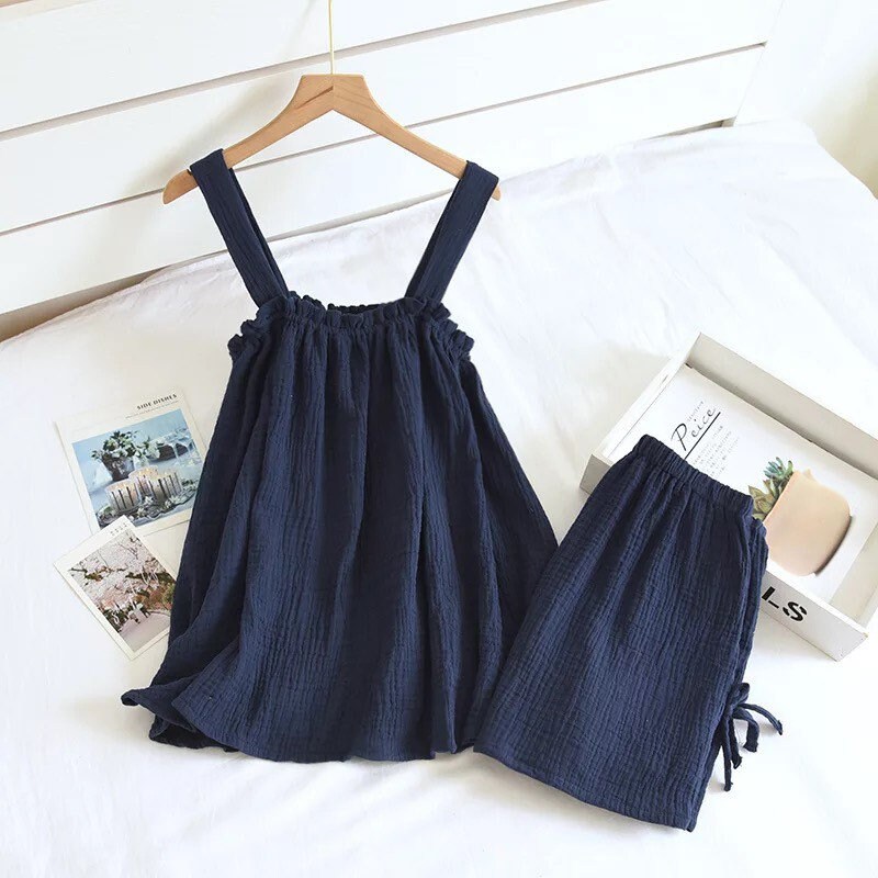 gauze sleeveless top & short set