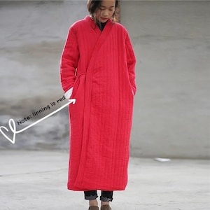 New Japanese Thick Long Cotton Coat/ Wrap Coat/ Kimono Thick - Etsy