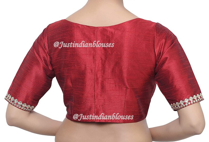 Sari Blouse Indian Saree Blouse Choli Ready made Saree Blouse Ready to Wear Blouse Maroon Dupion Silk /& Padded Blouse
