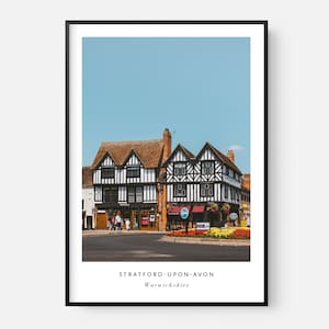 Stratford upon-Avon Fotografie Print | Tudor Huizen | Rivier Avon | Royal Shakespeare&#39;s Theatre | Shakespeare&#39;s Place | Reisafdrukken