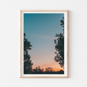 Sunset Photography Print | Sunset Wall Art | Colourful Sky | Blue, Purple, Orange Sky | Sunset | Moody Wall Art | Celestial | Lunar