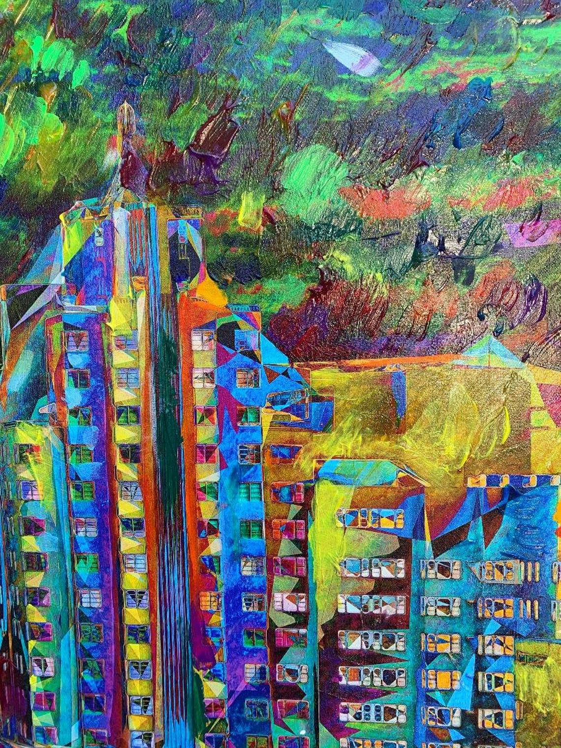 Hey Miami Abstract Expressionist Giclee Print of Miami Beach Painted