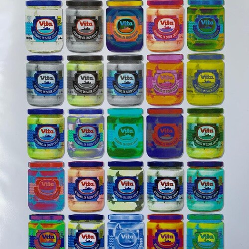 Vita Herring - Pop Art Jewish Kitchen giclee print on high quality paper or canvas by Murray A Eisner, 18x24. Colorful Wall Decor.