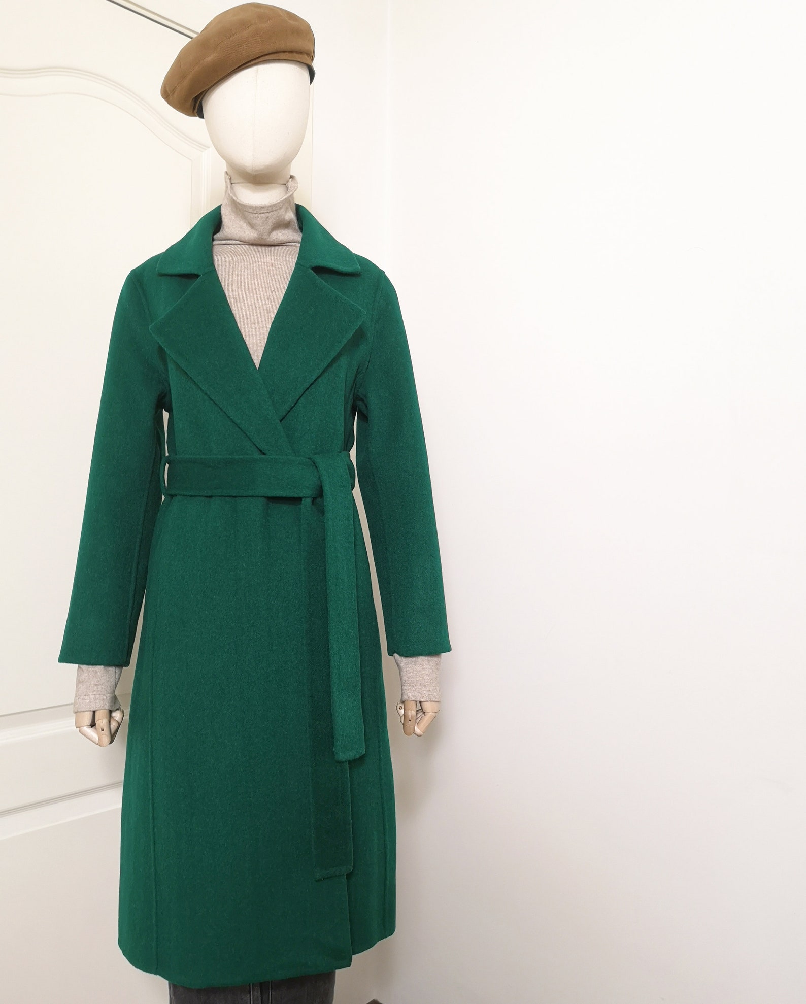 Fashion Slim Cashmere Coat Green Jacket Winter Wool Overcoat Etsy
