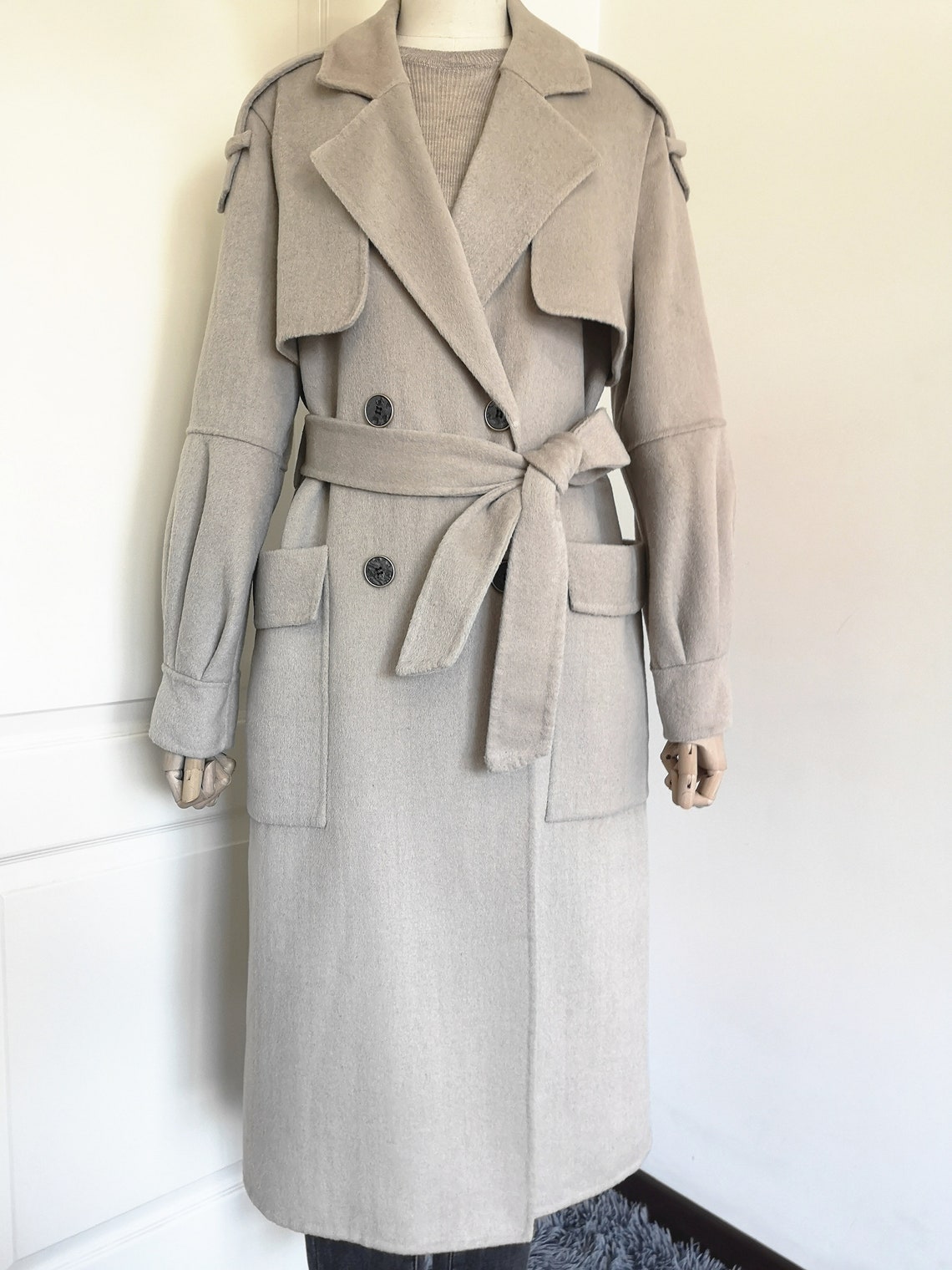 Wool cashmere coat in oat cream Maxi wool coat Women winter | Etsy