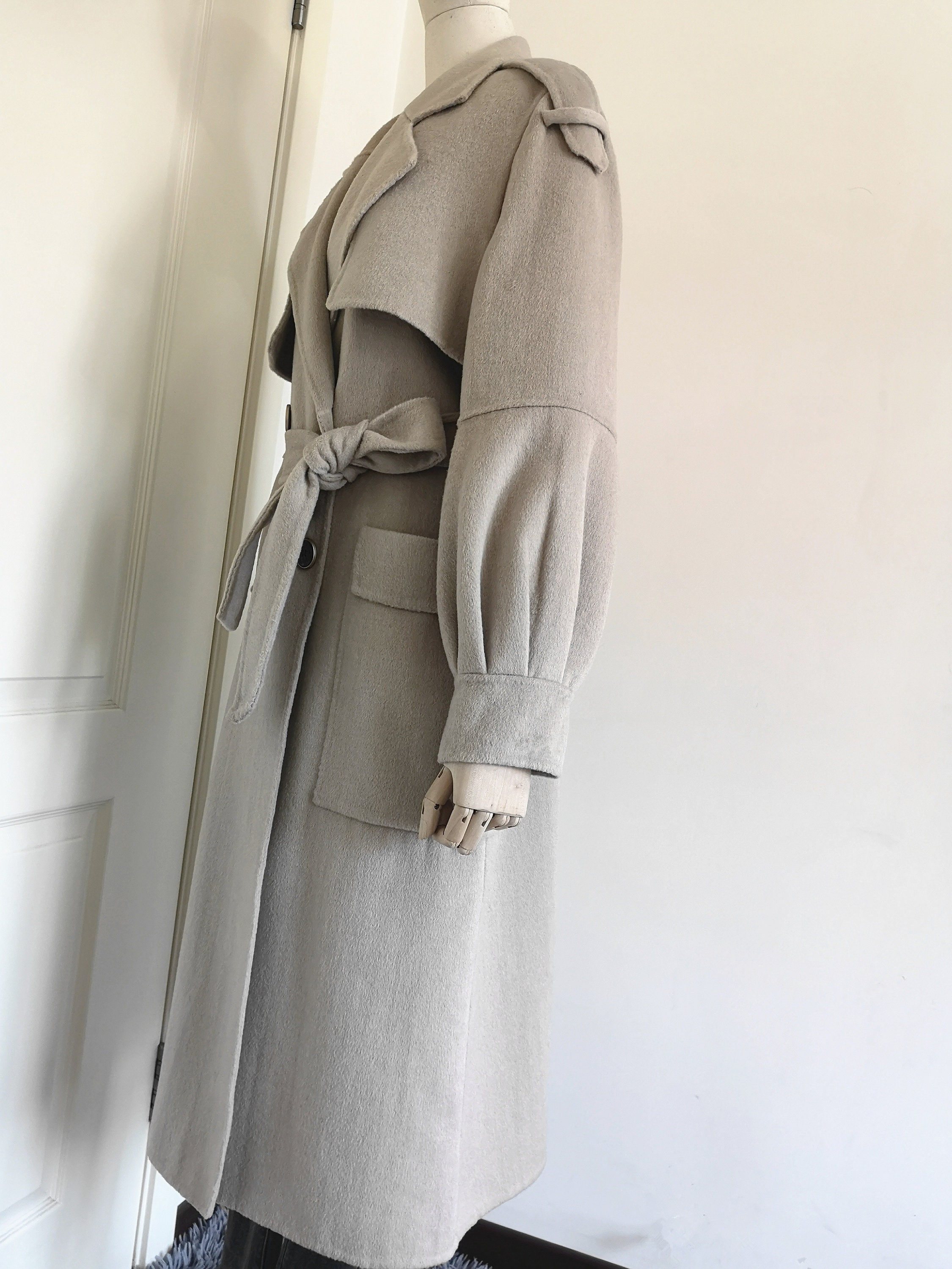 Wool cashmere coat in oat cream Maxi wool coat Women winter | Etsy