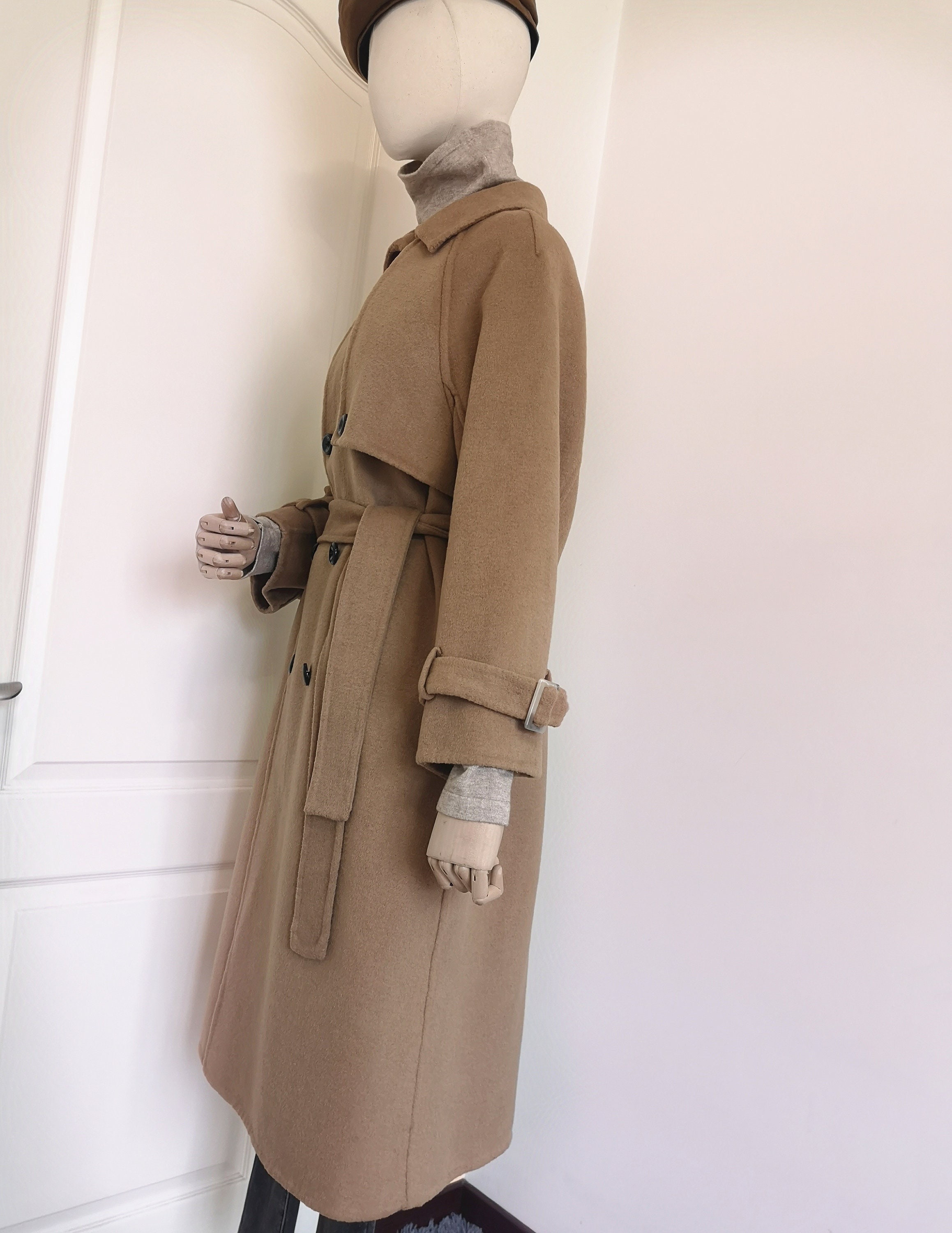 Camel Wool Coat Double breasted Overcoat Women Winter Loose Etsy