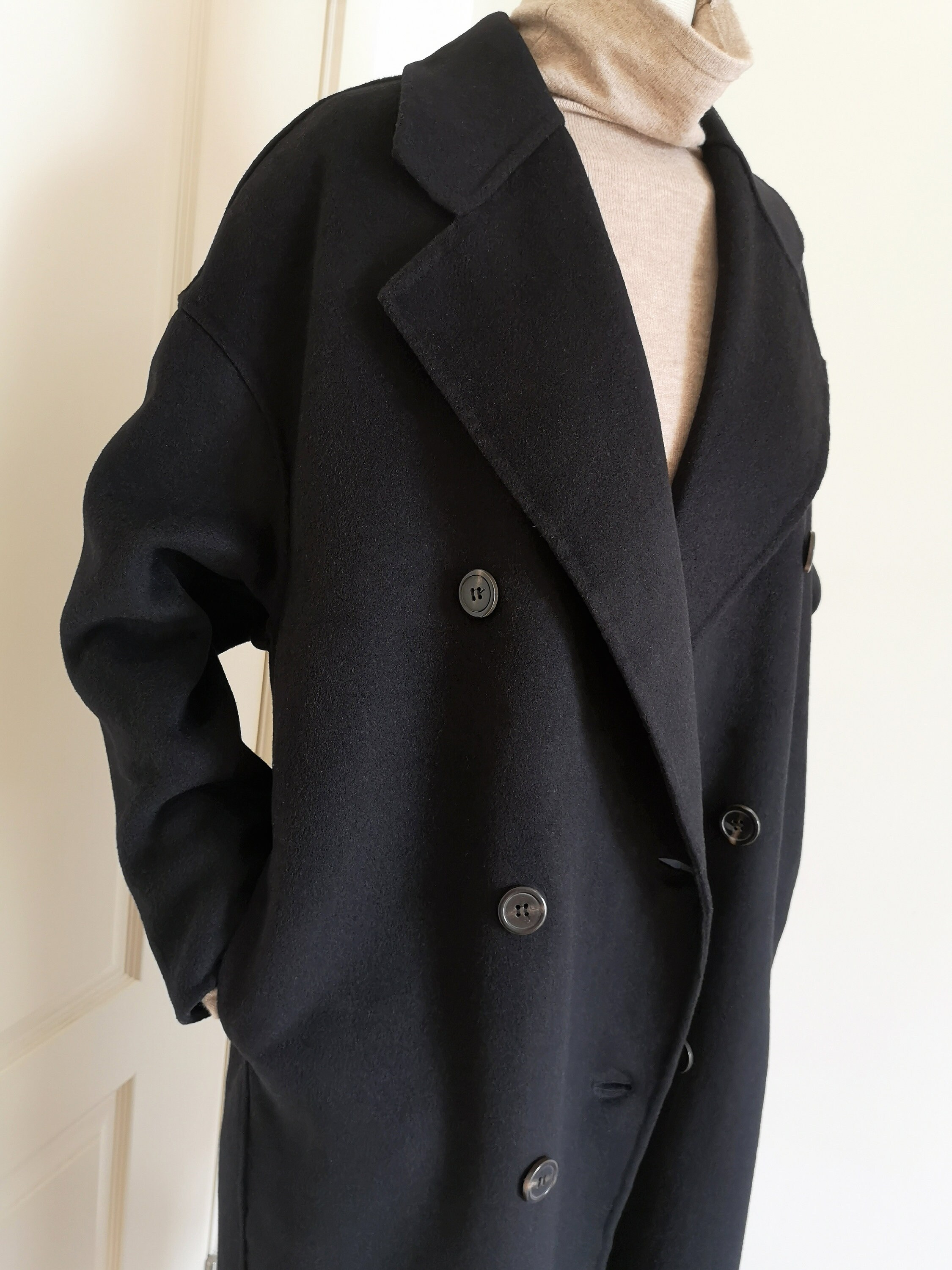 Winter Wool Coat Minimalist Black Overcoat Women Cashmere Long Etsy