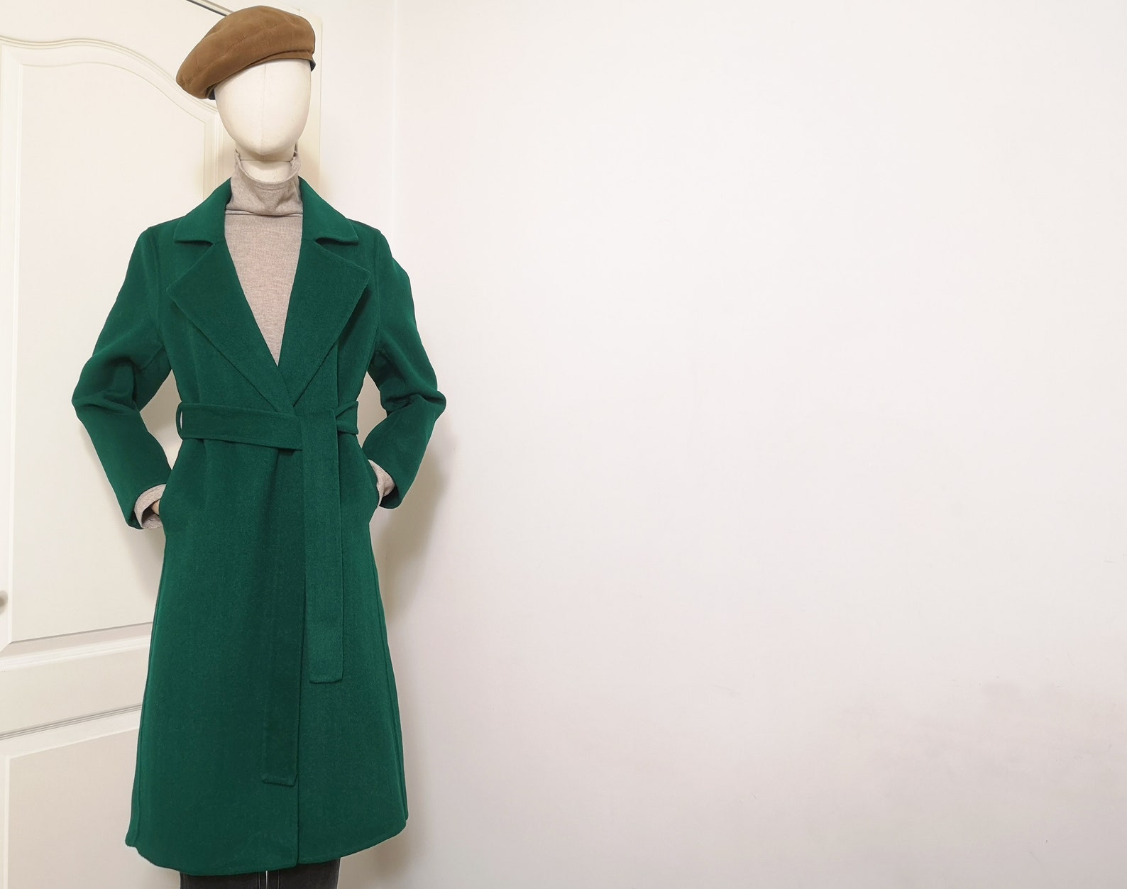 Fashion Slim Cashmere Coat Green Jacket Winter Wool Overcoat | Etsy
