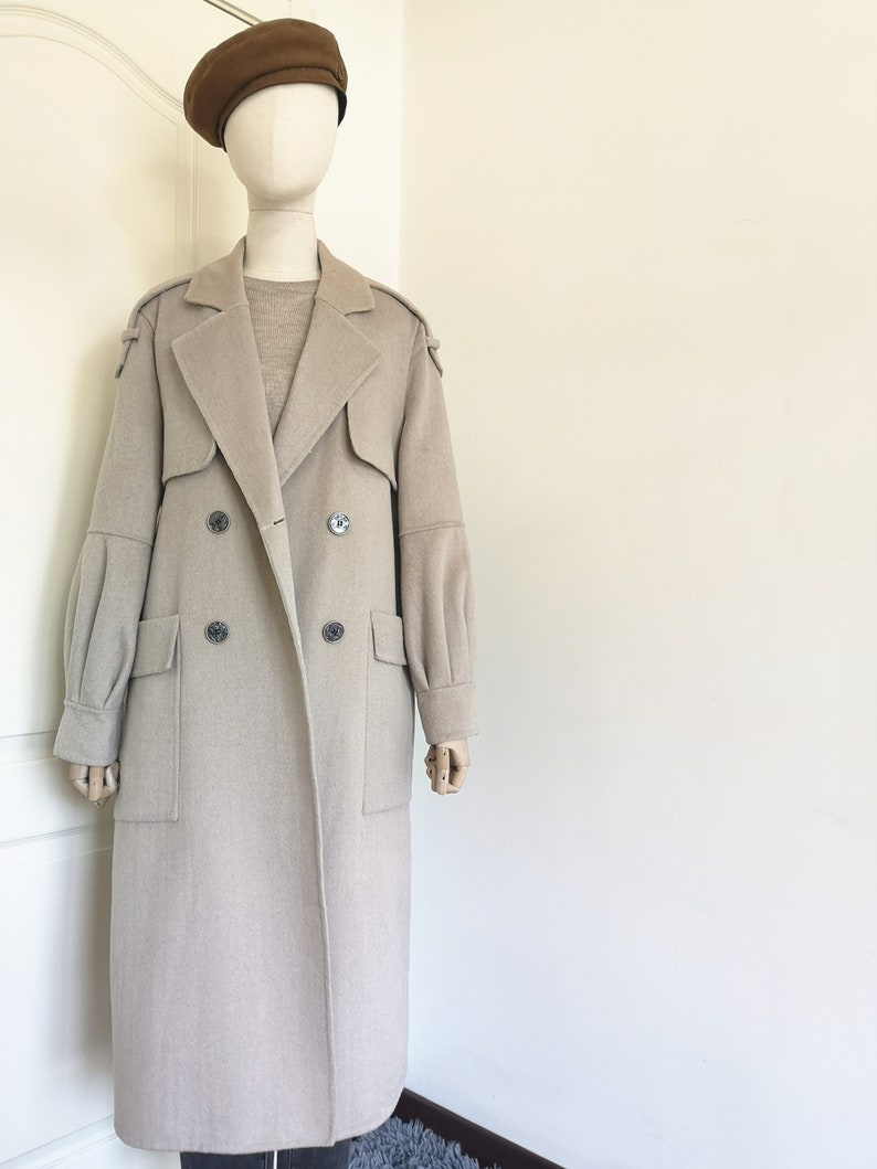 Wool cashmere coat in oat cream Maxi wool coat Women winter Etsy