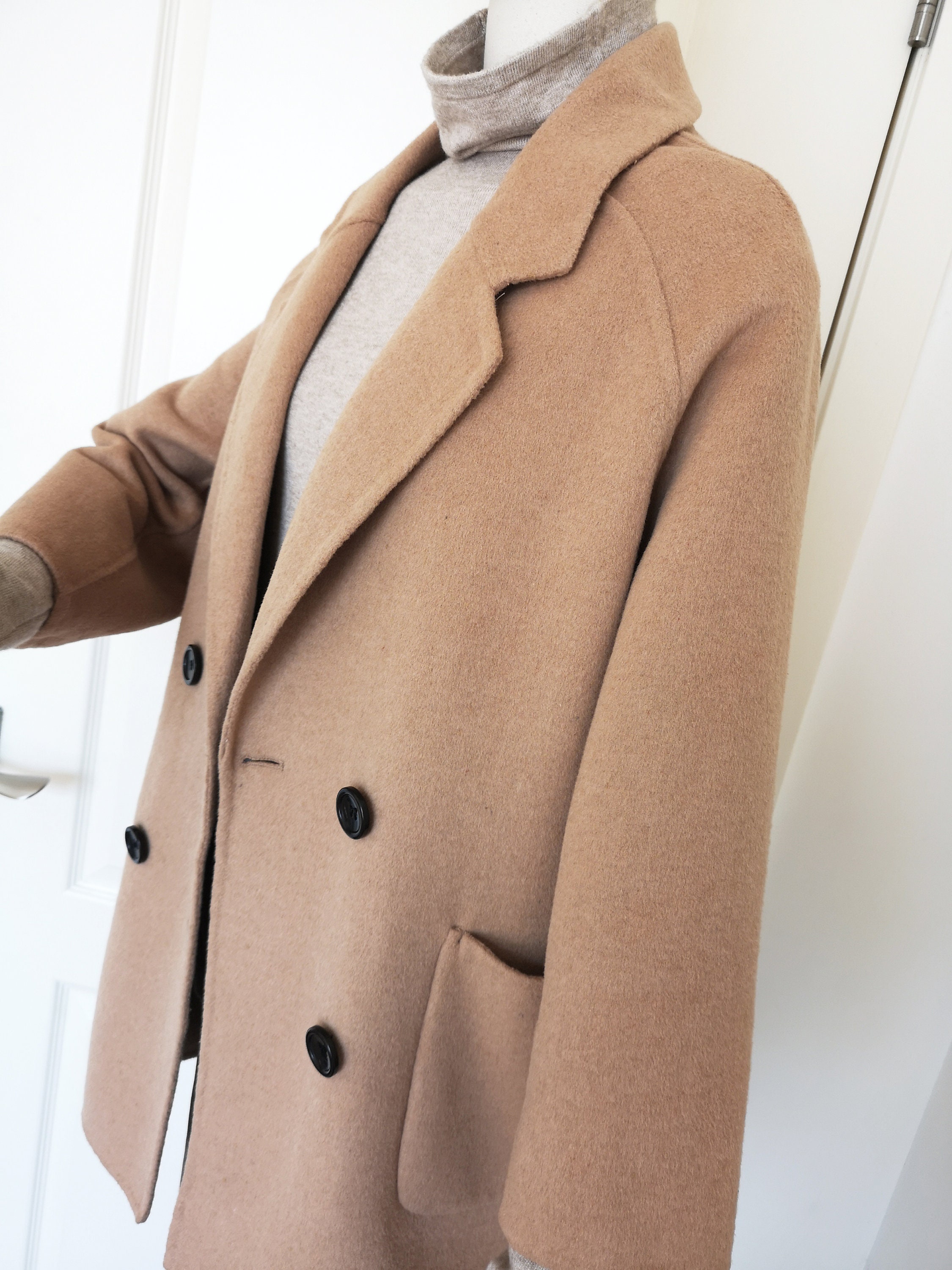 Wool Suit jacket Top Blazer Coat Women Black Camel Short Etsy