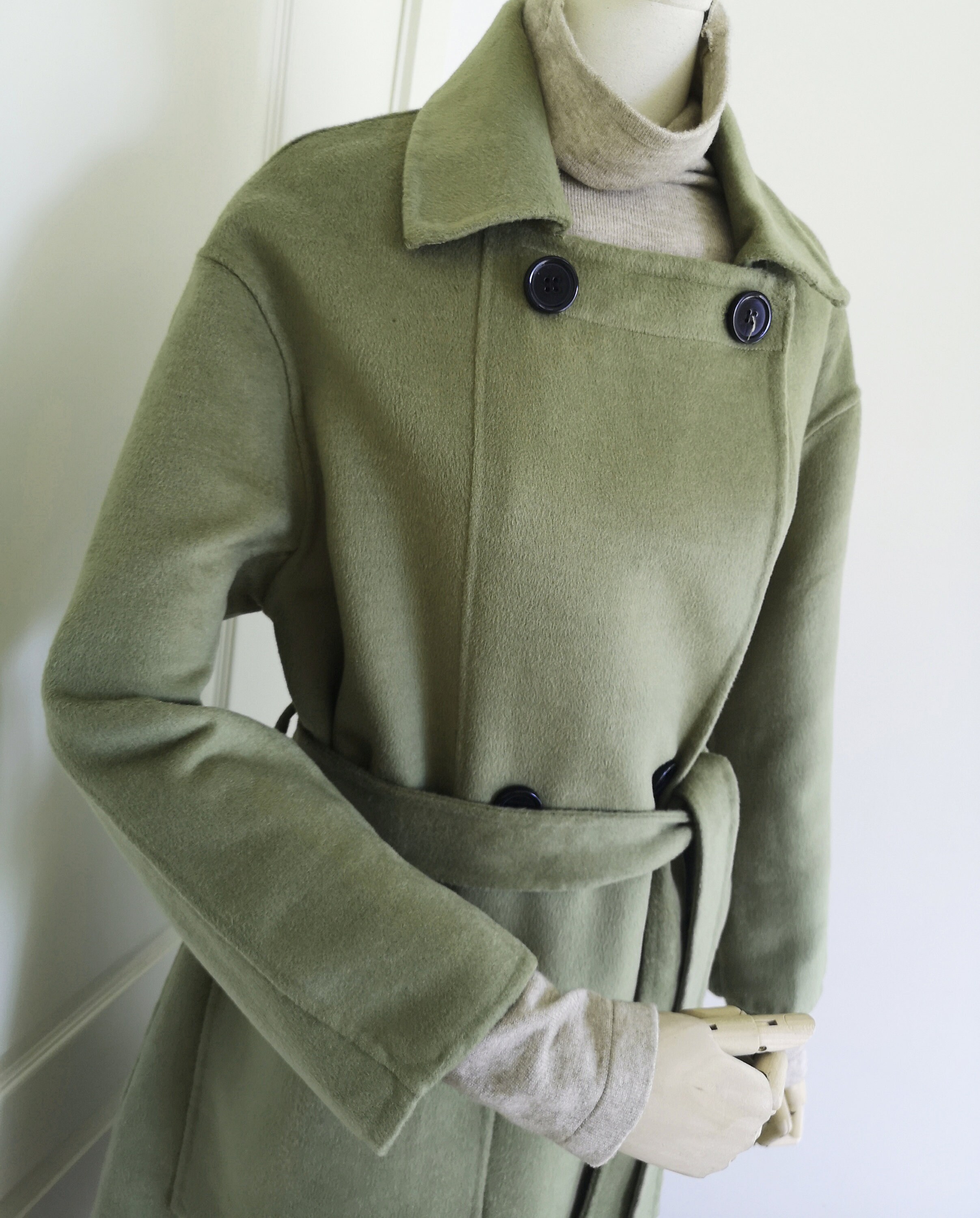 New Green Wool Cashmere Overcoat Women Winter Black Coat Etsy