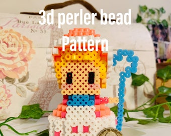 3d perler bead Bo peep pattern, Perler bead pattern, easy perler bead pattern, 3d perler bead, toy story diy, Perler bead ideas, Perler bead