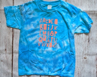 Youth Small Tie Dye T Shirt Alphabet