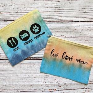 Rescue Dog Cat Tie Dye Zippered Bag