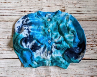 12M Tie-Dye Blue Cardigan Sweater