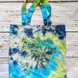 North America Travel Adventure Tie Dye Canvas Bag