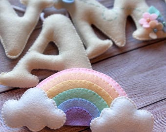 Personalized Felt Name Banner: Rainbow Nursery Decor