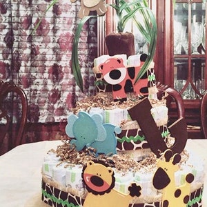 Safari Diaper Cake, Jungle Theme, Baby Shower Diaper Cake, Diaper Cake, Baby Shower Ideas, Baby Boy Diaper Cake, Baby Girl Diaper Cake