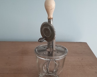 Vintage A&J Hand Beater and Glass Measuring Cup