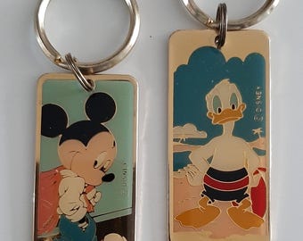 Vintage Mickey Mouse & Donald Duck Enamel Keychain