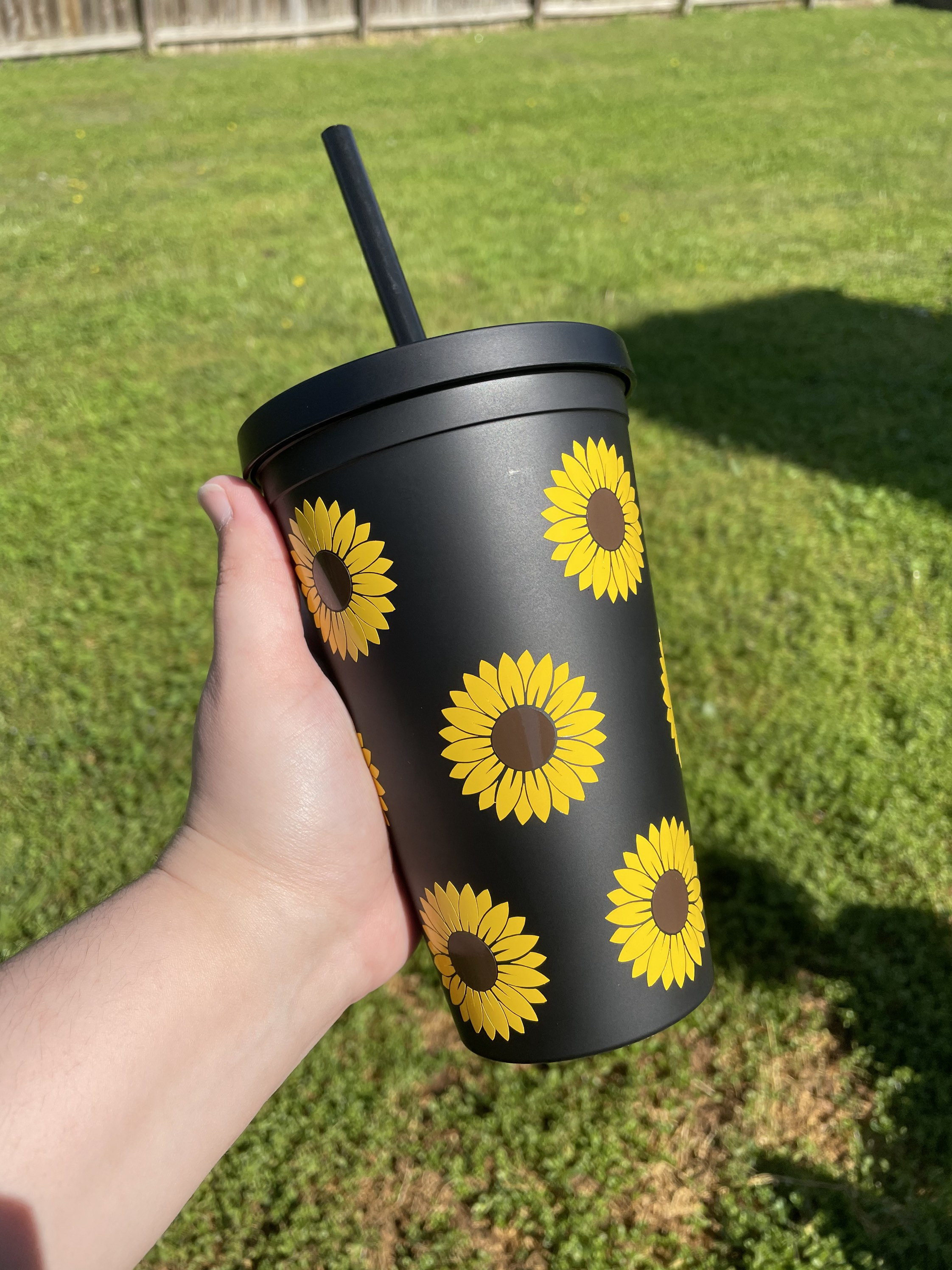 Sunflower Matte Black Double Wall Insulated Tumbler Etsy