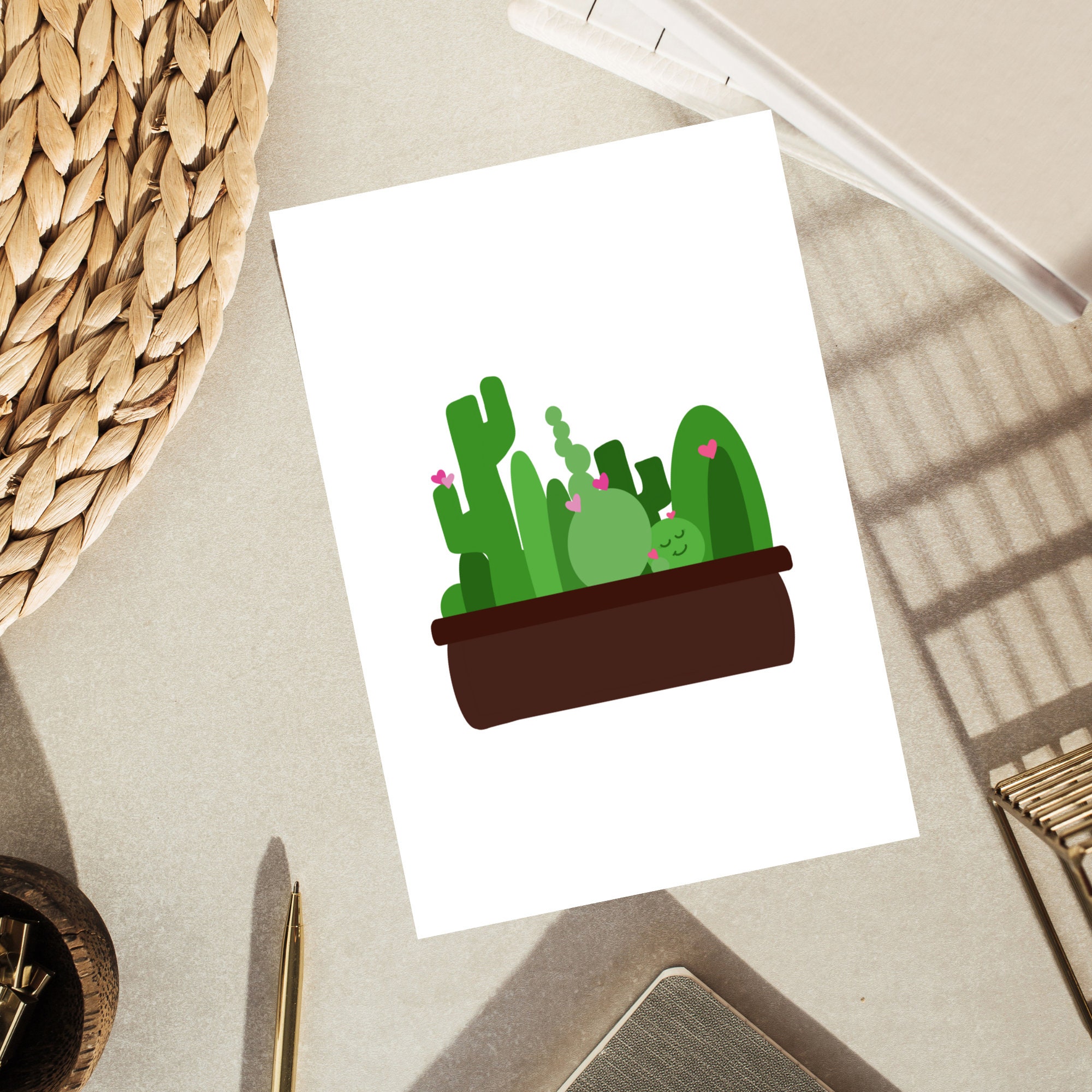 Cactus Card Set // Cute Potted Cactus Cards // Greeting Card | Etsy