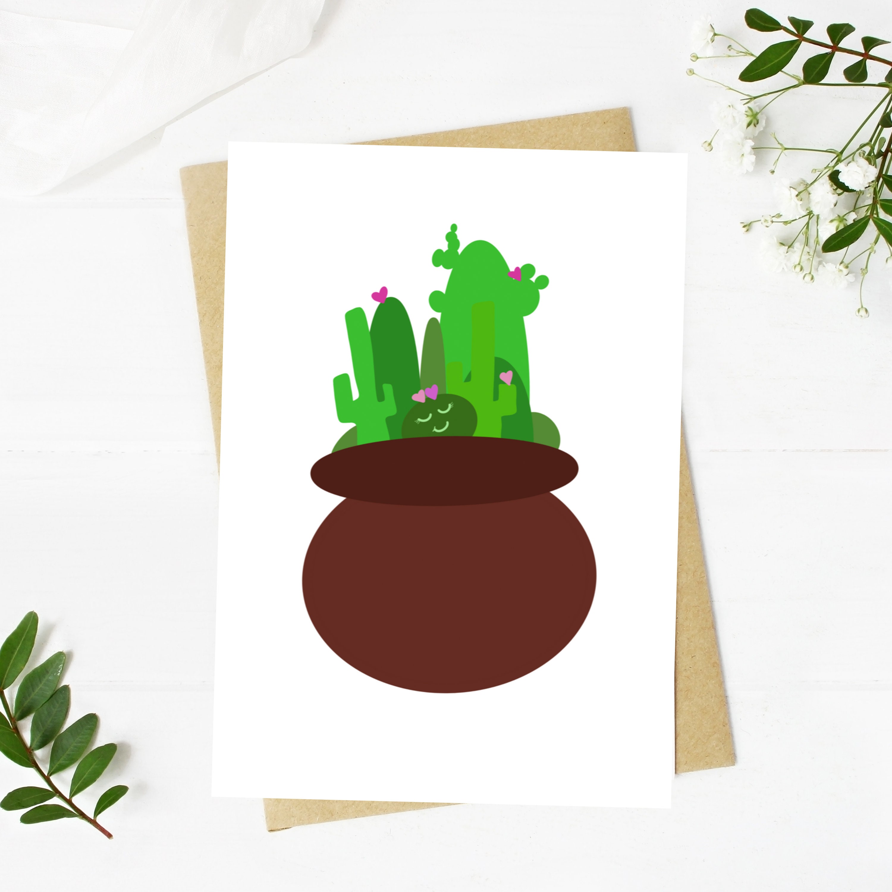 Cactus Card Set // Cute Potted Cactus Cards // Greeting Card | Etsy