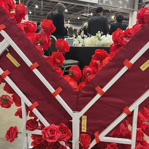 Flower Wall Backdrop [Ruby Heartgarden Rose Arch Frame] for Ceremony & Photo Booth, 6.5x6.5 ft image 7