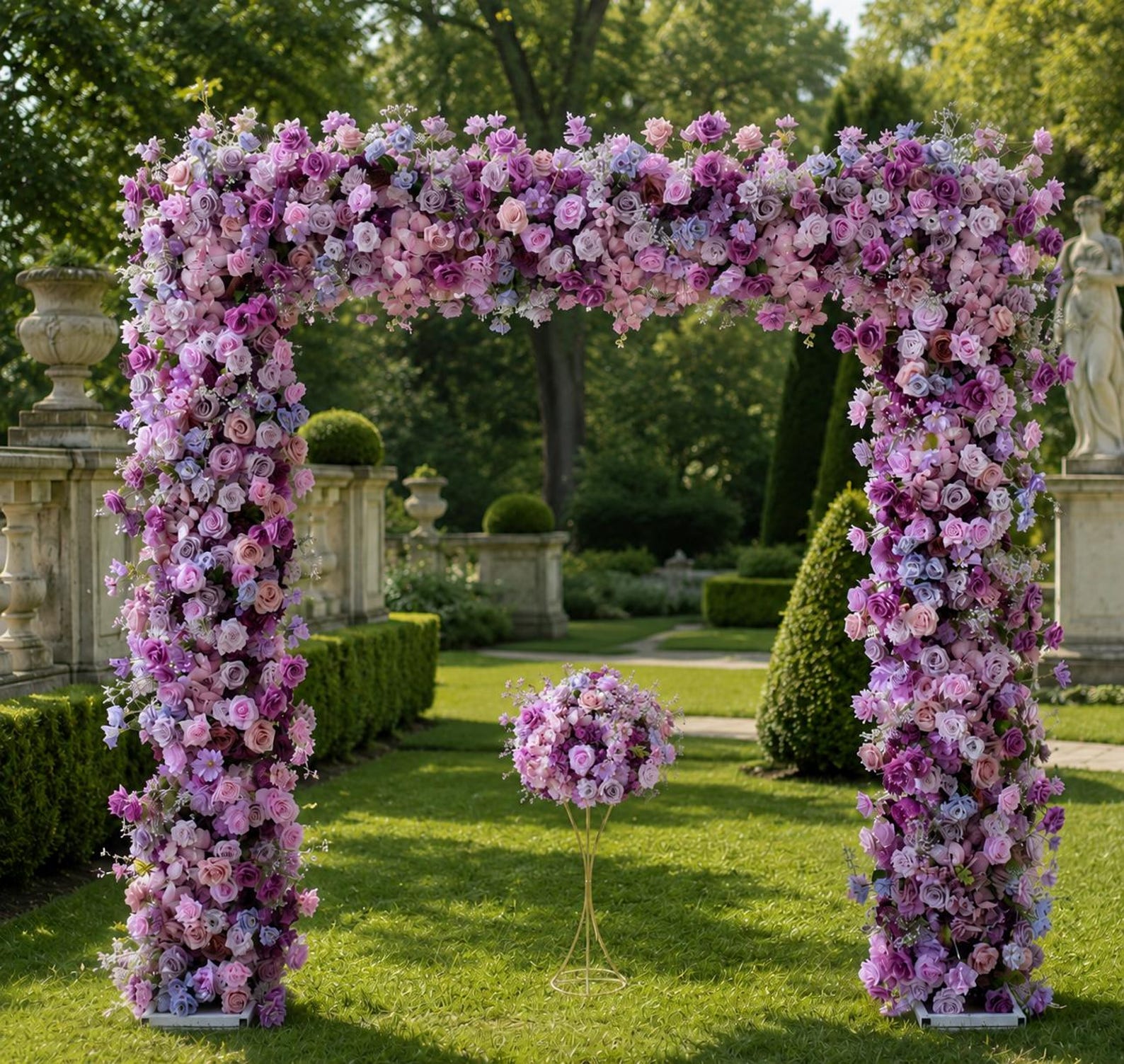 Purple-themed wedding ceremony supplies - purple wedding arch, backdrop