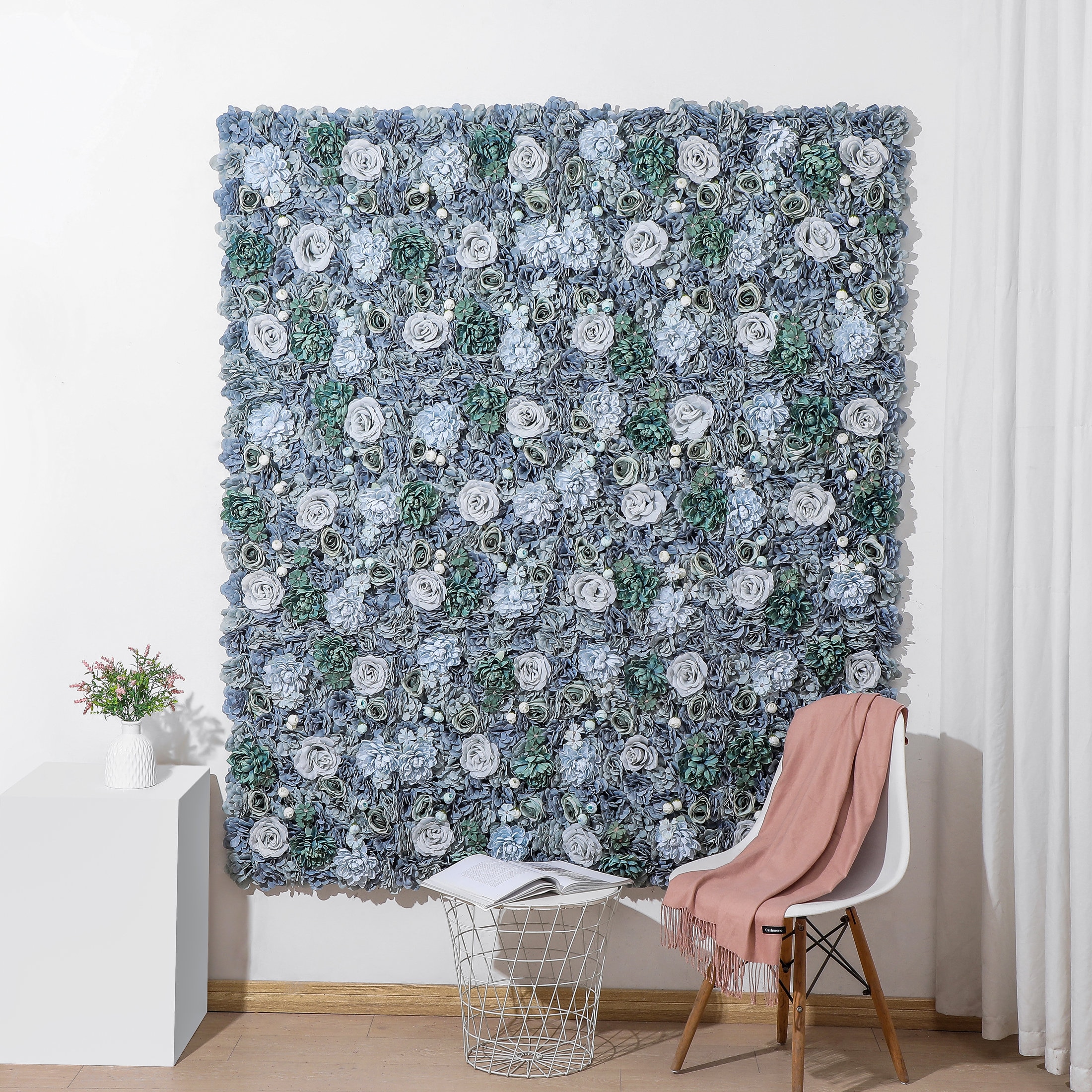 Dusty Blue Flower Wall 3D Artificial Flower Panel Home Shop Etsy