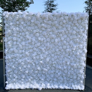 US Seller! Snow White 3D Roll Up Flower Wall On Cloth Fabric Wedding Party Photo Backdrop Bridal Shower Top Quality N8801