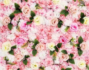 3D Flower Wall Panel: Pink & White Floral Photo Backdrop
