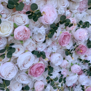 Pink & White Rose Flower Wall Panel: Photo Booth Backdrop