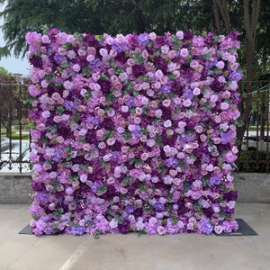 US Seller! Periwinkle Purple 5D Roll Up Flower Wall On Cloth Fabric Wedding Party Photo Backdrop Top Quality Easy Assemble N24