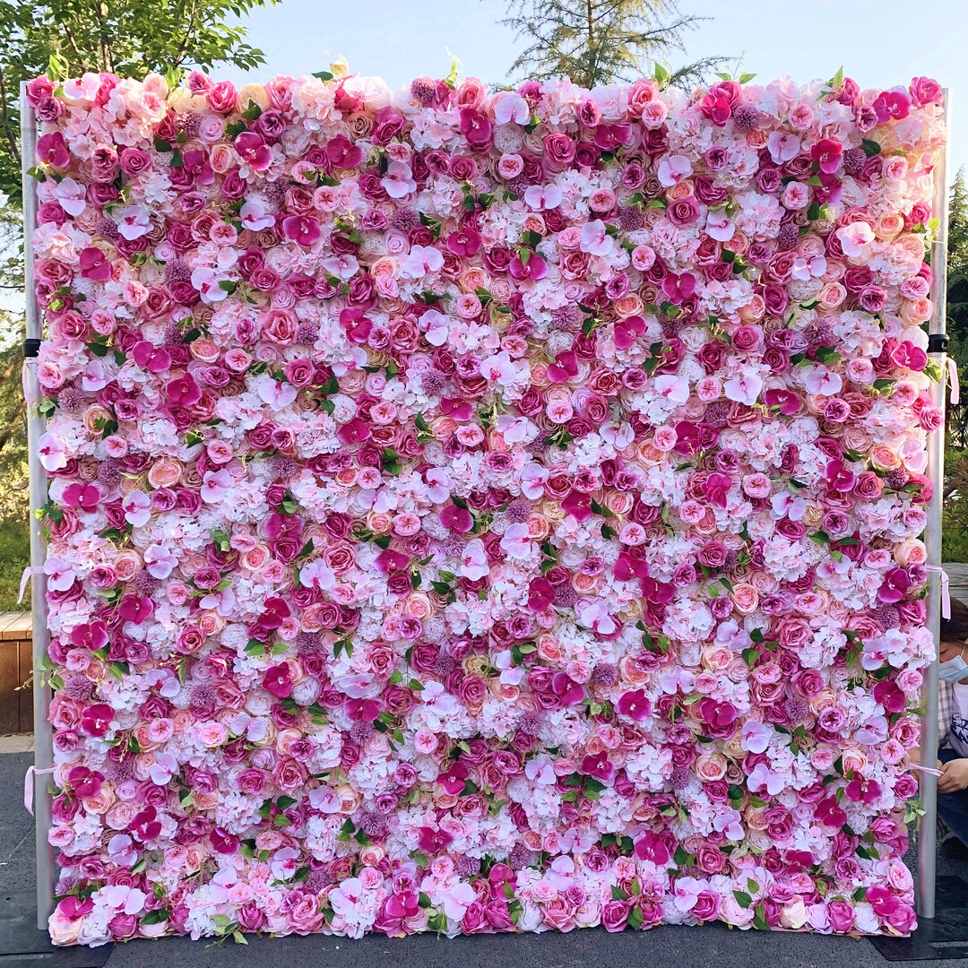 Backdrop Rosa 3D Pink Flower Wall Backdrop: Cloth Fabric Wedding Decor - Etsy