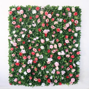 3D Flower Wall Panel: Pink, White Roses & Greenery Backdrop