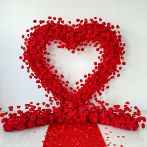Flower Wall Backdrop [Ruby Heartgarden Rose Arch Frame] for Ceremony & Photo Booth, 6.5x6.5 ft image 5
