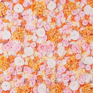 US Seller! Candy Orange Flower Wall 3-D Artificial Flower Panel Home Shop Party Holiday Wall Decor Photo Backdrop Setting Floral Wall