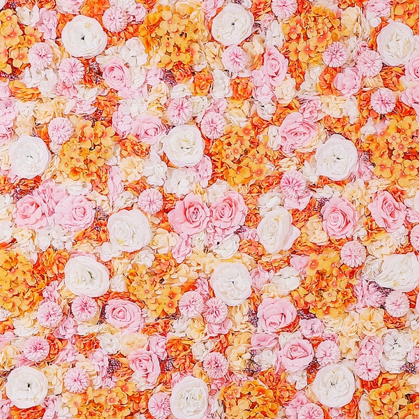 Big Sale 30% Candy Orange Flower Wall 3-D Artificial Flower Panel Home Shop Party Holiday Wall Decor Photo Backdrop Setting Floral Wall