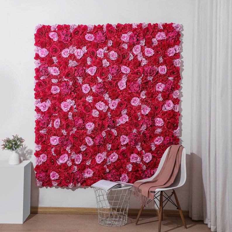 Hot Pink Flower Wall 3D Artificial Flower Panel Home Shop Etsy