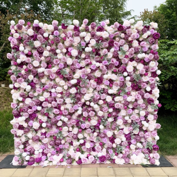 Wedding Flower Wall Backdrop Lilac Floral Wall Fabric for Ceremony Photo Booth N8822