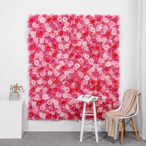 Pink Flower Wall Panel: 3D Artificial Floral Photo Backdrop